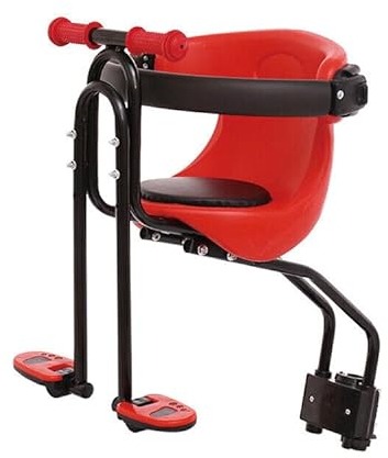 MEHOOSPVN Fahrradsitz Kinder Vordersitz Sicherheitssitz Vorne Fahrradsitz Kinder Fahrradsitz Universal Toddler Bike, mit Klappbarem Leitplankengriff Rückenlehne Pedal, Rot Baby Fahrrad Sitz Vorne 20kg