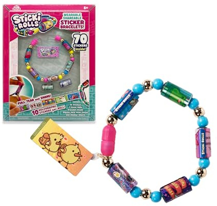 Sky Castle Sticki Rolls Band Single Pack, armband med klistermärken, rullar med kawaii-tema, 50 klistermärken per armband, 2 extra utbytbara rullar, berömda (TCR01000)