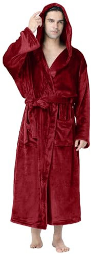 Caxndycing Bademantel Herren Super Weich Fleece Robe mit Kapuze Flauschig Plüsch Bademäntel Kuschelfleece Morgenmantel Sauna Waffelpique Saunamantel mit Schalkragen Flanell-Fleece Schlafoveralls