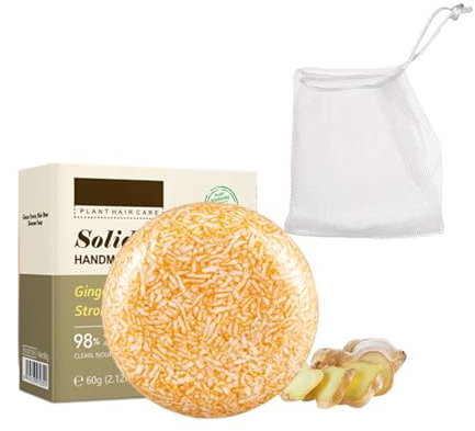 Ginger Hair Regrowth Shampoo Bar,Ginger Shampoo Soap for Promotes Hair Growth,Natural Solid Shampoo Soap with Soap Bag, Volumize & Thicken All Hair Types