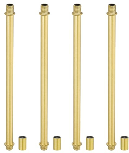 PATIKIL Kit De Droites Pour Lampes, 4 Ensembles M10 En Acier Au Carbone 200mm (7.87) De Longueur Avec Écrous De Raccordement Et Manchonss Pour Lampes De Table Et Lustres, Ton Or