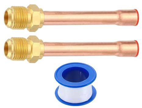 sourcing map 2 raccordi per tubi in ottone, filettatura maschio 3/8 SAE x 3/8 OD Flare connettore con tubo di rame per sistema HVAC condizionatore d'aria refrigerazione
