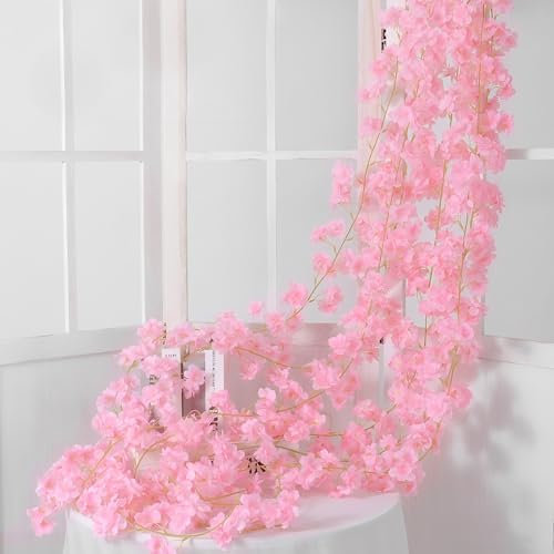 Lot de 3 guirlandes de fleurs de cerisier artificielles - Rose - 180 cm - Guirlande de fleurs de cerisier artificielles - Décoration pour mariage, fête, maison, jardin (style 2)
