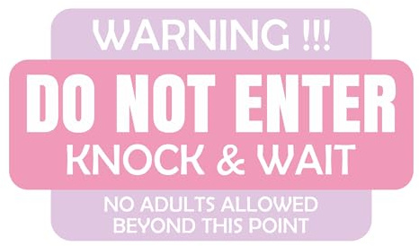 Do Not Enter - Knock & Wait Pink & Purple Kids Bedroom Door Sign - Private - No Entry