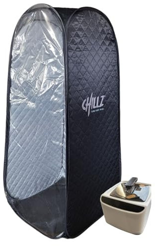 New CHILLZ® XL Steam Sauna Pod Portable Sauna Pod Steam Sauna – Full Body Sauna Steam Tent, Steam Sauna Home Sauna with Remote + Touchscreen 1200W 4 Litre Generator inc Chair, Dry Towel, Dry Mat (XL)