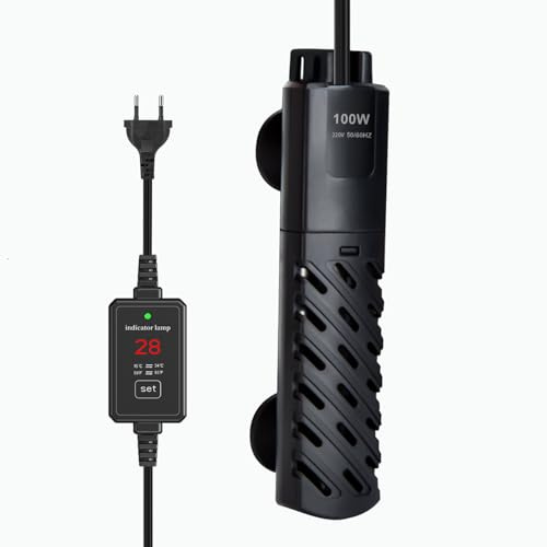 HUIZHOU Riscaldatore per acquari, riscaldatore Regolabile per acquari (15-34 °C), 220 V 50/60 Hz Mini riscaldatore per acquari e vasche per Pesci (100W)