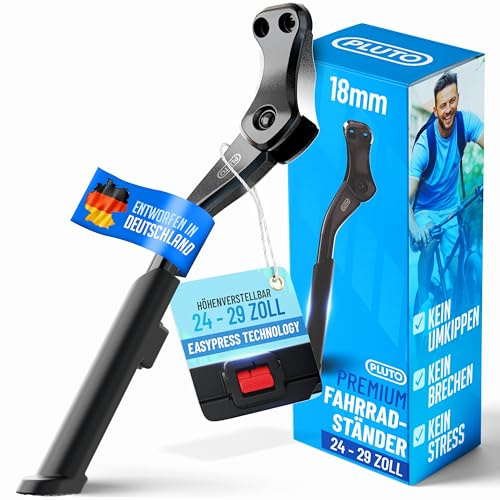 PLUTO Fahrradständer 24–29 Zoll – Höhenverstellbarer Hinterradständer 18 mm aus Aluminium | MTB Fahrradständer & E-Bike Ständer | Rutschfester Fahrrad Ständer für Mountainbike, City & Trekking