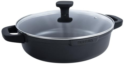 NERTHUS FIH 1558 – Casseruola Bassa in Alluminio Fuso con Rivestimento Antiaderente Quantanium – Adatta per Induzione, Gas e Vetroceramica