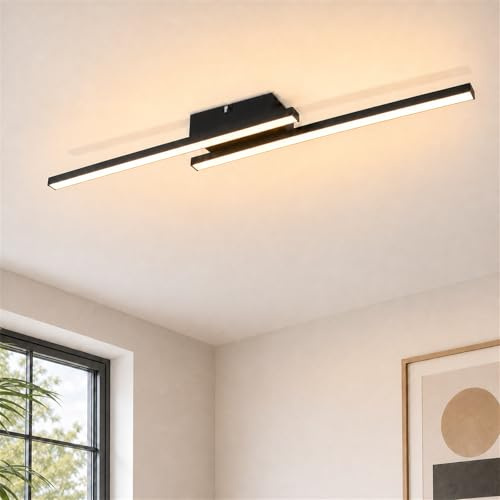 cupgow LED Deckenleuchte Modern Schwarz Flur Deckenlampe 3000K Warmweiß | Küchenlampe 12W 61.5cm Schlafzimmerlampe für Küche Schlafzimmer Balkon Esszimmer Wohnzimmer