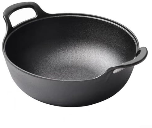 BlesConi Olla de hierro fundido, 20-30 cm, sartén antiadherente sin revestimiento para uso doméstico, olla de sopa de doble oreja para cocción lenta, estofado y freír