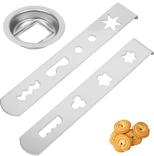 3 Stück Spritzgebäckvorsatz 8 Formen Spritzgebäckaufsatz Mit Verbindungsring Edelstahl PritzgebäCkaufsatz Gebäckpresse Zubehör für Weihnachten Gebäck Accessoires, Keksen, Desserts, Hackfleisch
