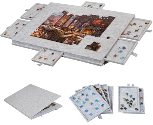 Tavolo Puzzle Portatile per Adulti, Pieghevole Inclinabile, con Supporto 2 in 1 e Superficie in Feltro Super Leggera, Soluzione per Conservare Fino a 2000 Pezzi gray