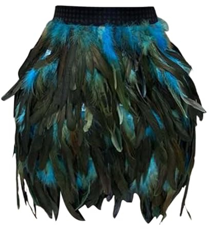 Federrock, Pfau Kostüm Damen Bühnenkostüme Ballkleid Karneval Kostüm Damen Rock Minirock für Cosplay Party Karneval Leistung Gothic