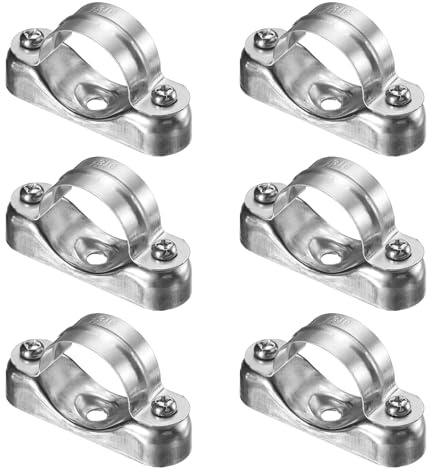 sourcing map 6Pcs Pipe Support Pipe Bracket Clamp, 32mm Pipe Wall Mount Ceiling Mount Rigid Straps 316 Stainless Steel Bracket Holder for Metal Tube