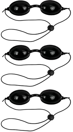 EMTPJAL 3 Pairs IPL LED Light Protective Goggles, Red Light Eye Protection Goggles, Tanning Bed Glasses Sun Safety Eyewear Sunbathing UV Eye Shields Black