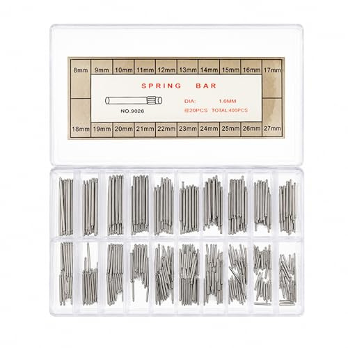 400Pcs Watch Strap Friction Pins 1mm 8-27mm Metal Cotter Pins Storage Case
