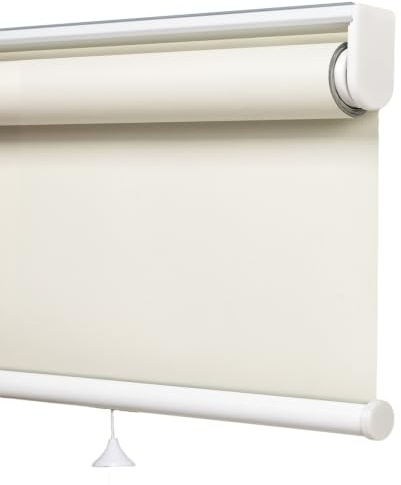 XINGWANGG Cordless Automatic Rise Spring Type Roller Blinds,UV Protection Fabric Blackout Roller Blind,Shading Curtain,Retractable Curtain for Home Office (Beige)