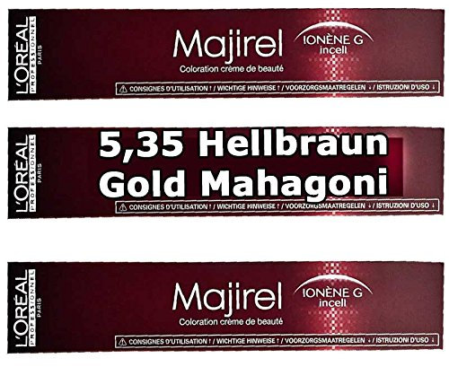 Loreal Majirel 5,35 - Tinte para el cabello (50 ml, 3 unidades)