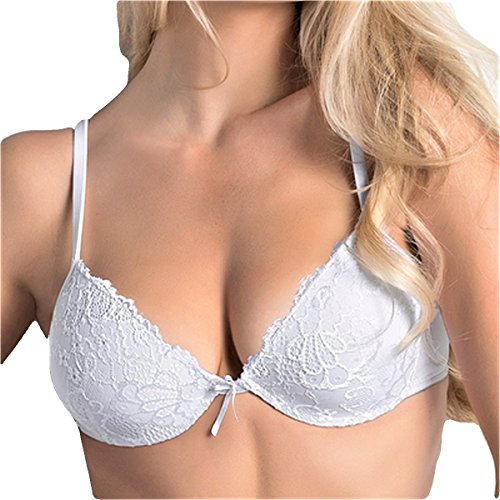 Cotonella Reggiseno Daniela Push UP in Coppa B. Preformato in Morbido Pizzo con Imbottitura al Gel. Linea Corsetteria in Pizzo Scopri Il Tuo Lato C. Colore Bianco