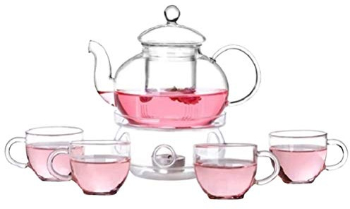 BESTonZON Hitzebeständiges Glas Kung Fu Teeservice 6 Stück Teegeschirr mit Doppelwand Tassen Modernem Design für Heißen Tee und Eistee