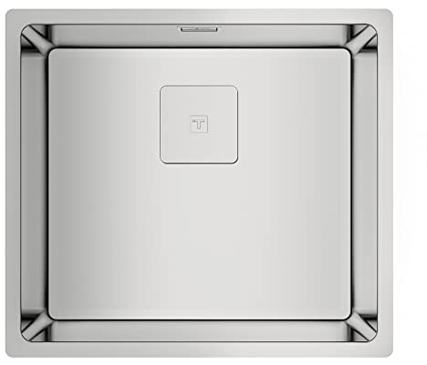 TEKA Fregadero 1 Cubeta Acero Inoxidable 18/10, Triple Instalación, Profundidad 200mm, Desagüe Válvula Canasta, SilentSmart, Mueble 60cm, Modelo FlexLinea RS15 45.40