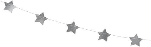PartyDeco Girlande Sterne 3,6m Star Spangled Banner Silber Star Spangled Banner hängende Dekoration für Geburtstag Party Hochzeit Kommunion Party mit Kosmos Thema