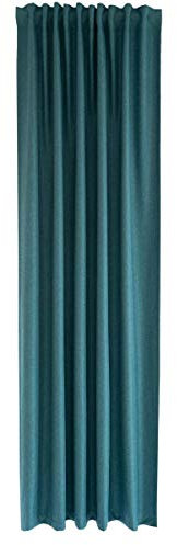Homing blickdichter Vorhang Uni Gardine Petrol einfarbig abdunkelnd weich Akustik Gardine Wohnzimmer Schlafzimmer Kinderzimmer Dekostoff (1Stück) 245 x 140 cm (HxB)