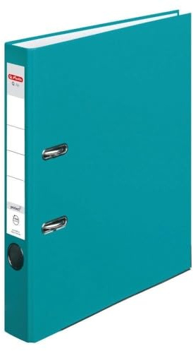 Herlitz® Ordner Q.file | Rücken 5 cm | PP-Folie | Büroorganizer für A4 Dokumente | Wechseletikett | Hebelmechanik mit Druckleiste | Aufnahme von 350 Blatt | mint