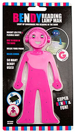 Gem Imports Flexible Novelty Reading Lamp | Portable Light Up Man | Study, Work, Repair, Craft & Bookmark Holder (Pink)