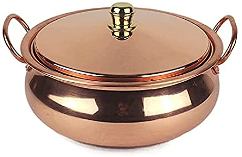 BERTY·PUYI Handgemachter Kupfer-Hot Pot Suppentopf Haushalt Restaurant Kupfertopf Traditioneller Hot Pot Mit Großem Fassungsvermögen Für Zu Hause Für Gas- Und Induktionskochfeld-26 cm