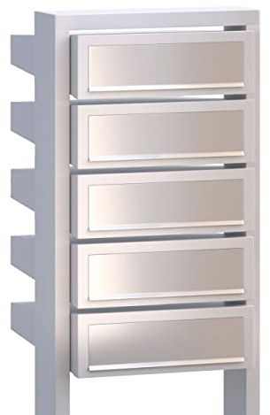 Briefkastenanlage, Design Briefkasten Stairs for Five Weiß mit Edelstahlklappe - Bravios Weiß mit Edelstahl