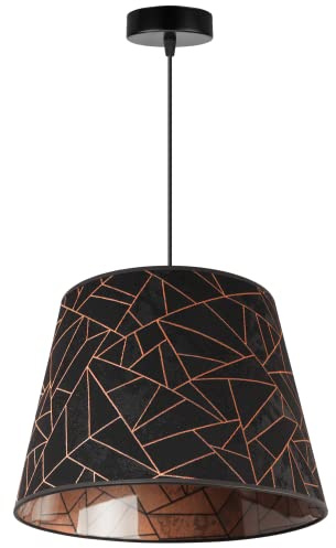 Light-Home Werona Elegant Hängelampe - Modern Deckenlampe für Wohnzimmer Schlafzimmer und Esszimmer - Pendelleuchte aus Metall mit Modern Lampenschirm - Schwarz-Kupfer - 26x35cm