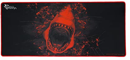 White Shark, Skywalker XL, Tappetino per Mouse da Gaming, Tappetino Realizzato con Gomma Cellulare/Tessuto con Sistema Antiscivolo, Design Squalo Rosso su Fondo Nero, Dimensioni 800 x 350 mm