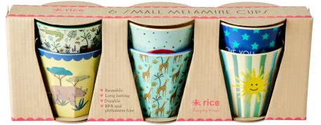 Rice - 6 Pcs Small Melamine Kids Cups - Funky Print