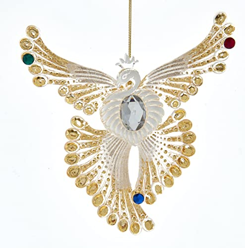 Christbaumschmuck Anhänger Weihnachtsbaum weiß golden Ornamente Edelsteine modern Engel Schlitten Kutsche Phönix Schneeflocke Weihnachtsstern Schlüssel Kreuz (2X Phönix)