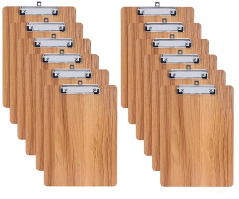 GUOKOFF A4 Portablocco di Legno, 12 Pezzi Legno Portablocco Clipboard, Portablocchi A4 con Clip, Legno Clipboard Appunti Di Legno, Porta Pad Lavagna Da Scrittura