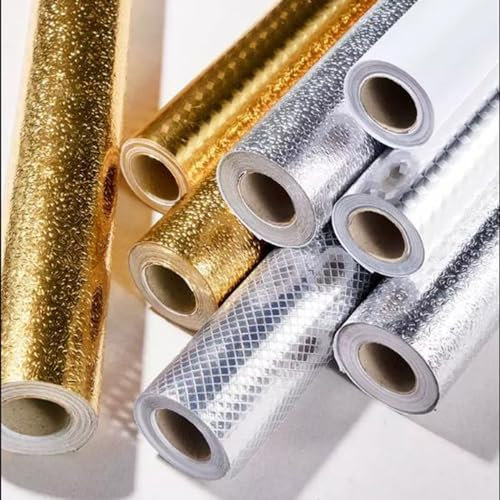 HCZION Kontaktpapier Für Abziehen Und Aufkleben, Edelstahl-Tapete, Metallpapier Für Küche, Spülmaschine, Selbstklebende Vinylfolie, Abnehmbar/wasserdicht, 60×300cm (Color : C)