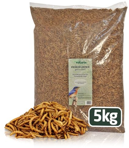 Eggersmann volaris Mehlwürmer getrocknet 5kg – Wildvogelfutter proteinreich & natürlich – Getrocknete Mehlwürmer ideal für Wildvögel, Hühner & andere Heimtiere – Vogelfutter frei von Pestiziden