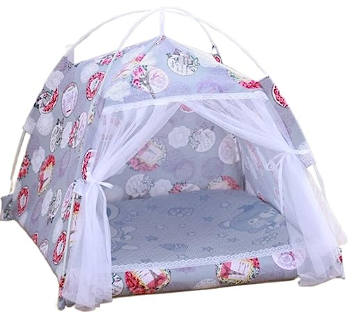 Haustierbett Hundebett Haustierzelt Im Prinzessinnen-Stil, Für Hunde Und Katzen, Für Hunde, Welpen, Katzenbett, Tragbare Hundezelte Mit Netzgarn-Design Katzenbett Tierbett (Color : C, Size : 40x40x3