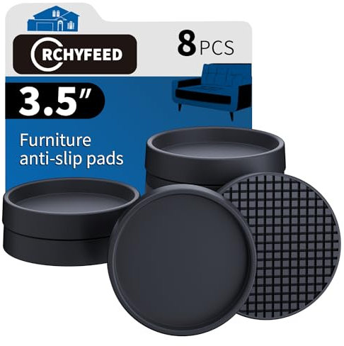RCHYFEED Antirutsch Pads, 8Pcs Sofa Stühle Füße Stopper, 3.5inch rutschfeste Füße Protector Pad, Anti-Rutsch-Pads für Möbelrollen, Ideal für Fliesenböden, Holzlaminatböden,Bodenschutz -Schwarz
