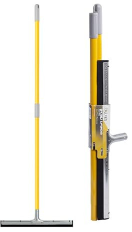 Crisalide® - Espátula limpiacristales de 55 cm, tira de agua para suelos, cabezal doble de goma con doble uso + mango sólido de metal