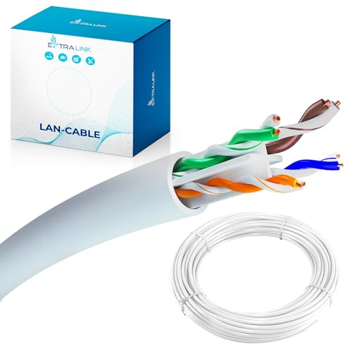 EXTRALINK 50M CAT6 Netzwerkkabel LAN Verlegekabel Innenbereich – 100% Kupfer U/UTP, PVC Mantel, bis 1 Gbit/s, PoE geeignet, flexibel & zuverlässig, ideal für Heimnetzwerke & Büros