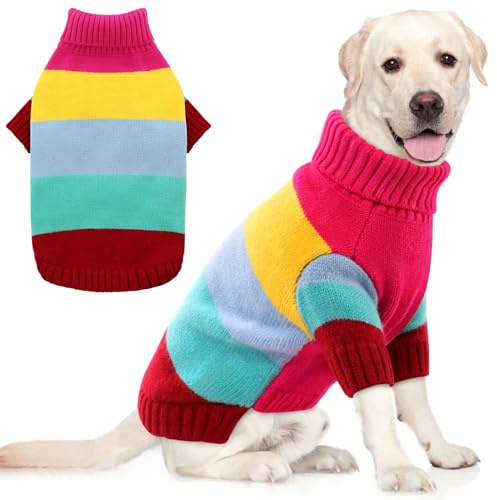 AOFITEE Hundepullover Große Hunde, Warm Hundepulli Sweater für Hunde XL | Winter Weihnachten Hunde Pullover mit Rollkragen, Elastisch Hund Strickpullover Hundemäntel Pullover Labrador, Dobermann