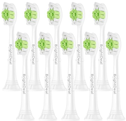 BrightDeal 10er Ersatzbürsten Kompatibel mit Philips Sonicare, Aufsätze Bürstenköpfe Kompatibel mit Sonicare EasyClean, HealthyWhite, einzeln verpackt mit Staubschutzkappen