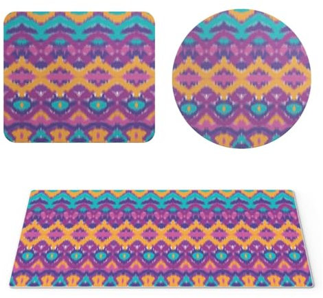 EHOMERY Mauspad Büro Mousepad Orientteppich Retro-Muster Mauspad Für Vertikale Maus Maus Keyboard Pad Für Die Schreibtischdekoration - 3 Pack [30x80 cm, 20x24 cm and Dia 20 cm]