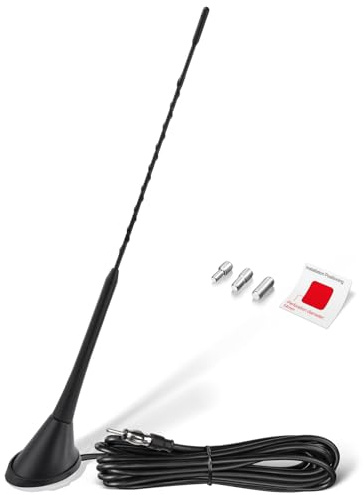 Eightwood FM AM Autoradio Antenne UKW Auto Radio Antenne DIN Adapter Radioantenne Dachantenne Auto mit 5M Verlängerungskabel für Auto LKWs SUV Digital Radio FM Tuner