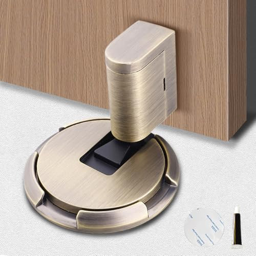 Magnetischer Türstopper, 2024 Neu Türstopper Boden, Selbstklebend Schwer Türhalter, Tür Stopper Ohne Bohren Höhenverstellbarer Türpuffer, Wind-resistant Mechanical Silent Door Stop (Bronzefarbe)