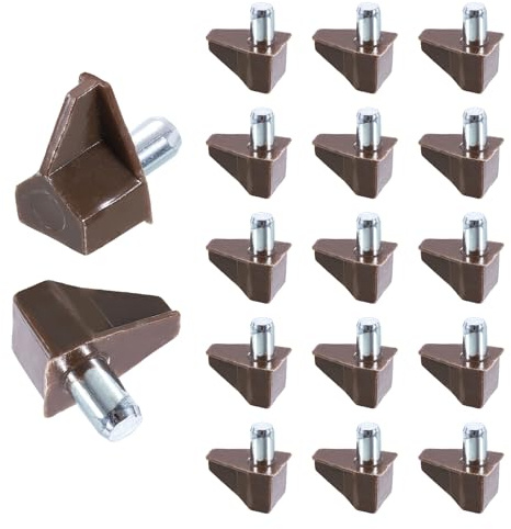 sourcing map 90 Pcs Brown Shelf Support Pegs, 5mm Cabinet Shelf Pins, Shelf Clips Holder Bracket for Cabinets Kitchen Furniture Book Shelves Cupboard