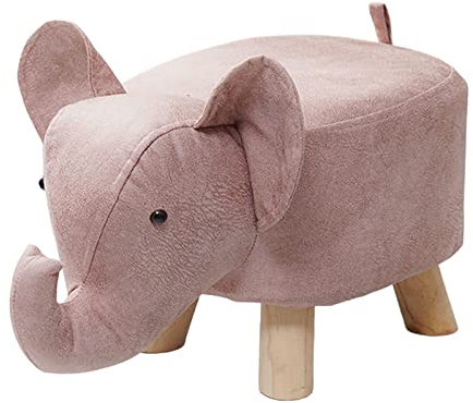 Pitycbo Tabouret pour Enfants, Repose-Pieds en Forme d'animal, Banc Multifonctionnel en Bois avec Motif D'éléphant, Tabouret Ottoman pour Chambres d'amis, Ent, Rose