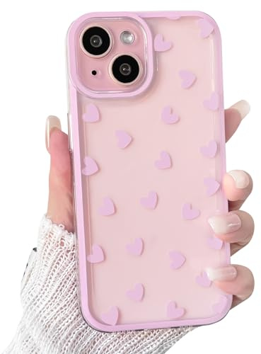 NITITOP Cover per iPhone 13 Mini Carina Trasparente Disegni Cuore Amore Estetico per Ragazze Femminile con Cornice Colorata Morbida Sottile TPU Antiurto con Protezione Custodia - Rosa
